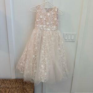 Princess Daliana Jessie Beaded Floral Tulle Flower Girl Dress Size 10